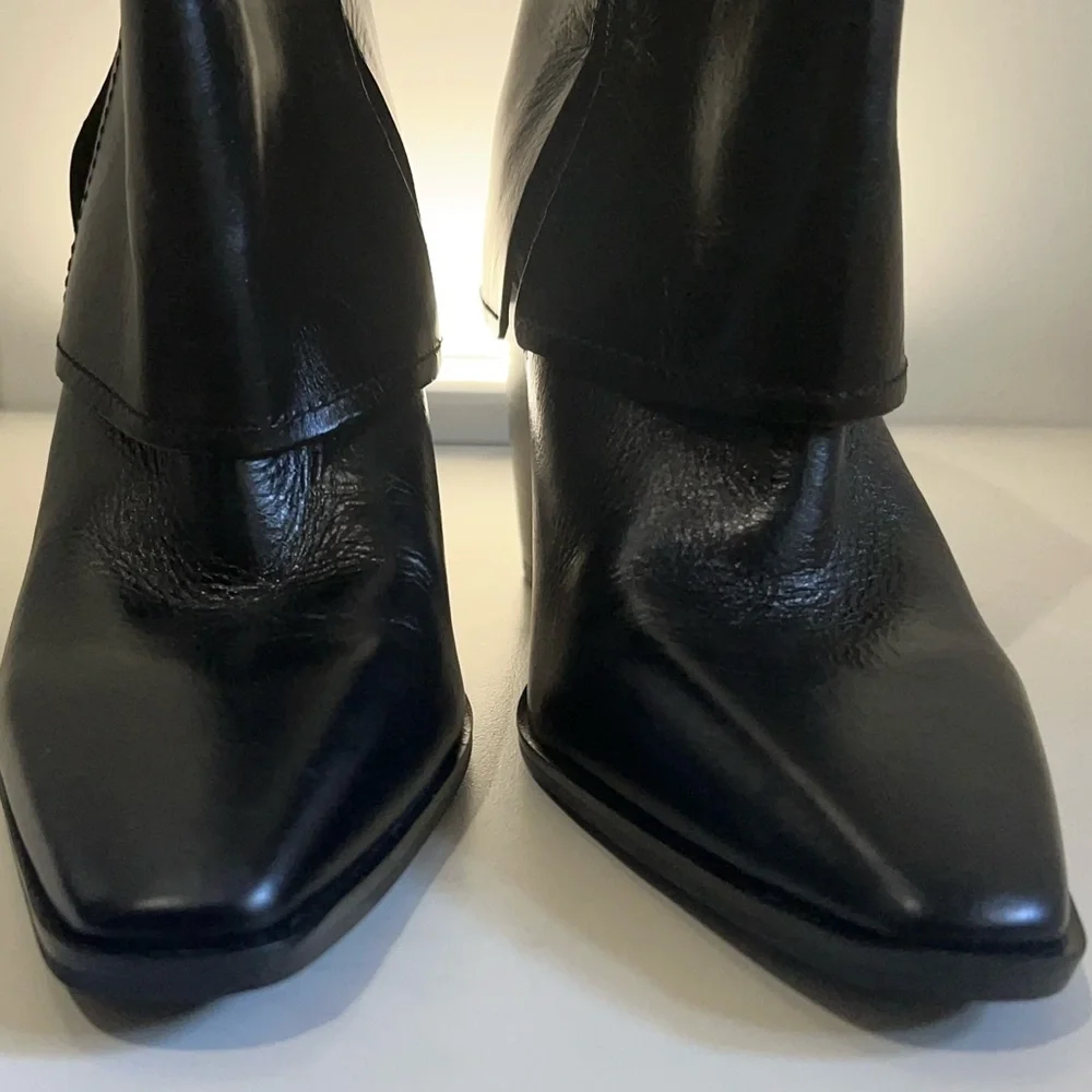 Vince Camuto NWOT Alolison Mid-Calf  heeled boots  leather size 9 Black - Picture 6 of 14